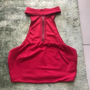 Cropped bandeau with “choker” neck style top